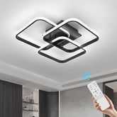 Modern ceiling light fixture with remote control on a neutral background